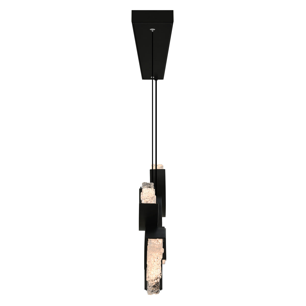 Moon Integrated LED 54in Black Chandelier with Handcrafted Glass
