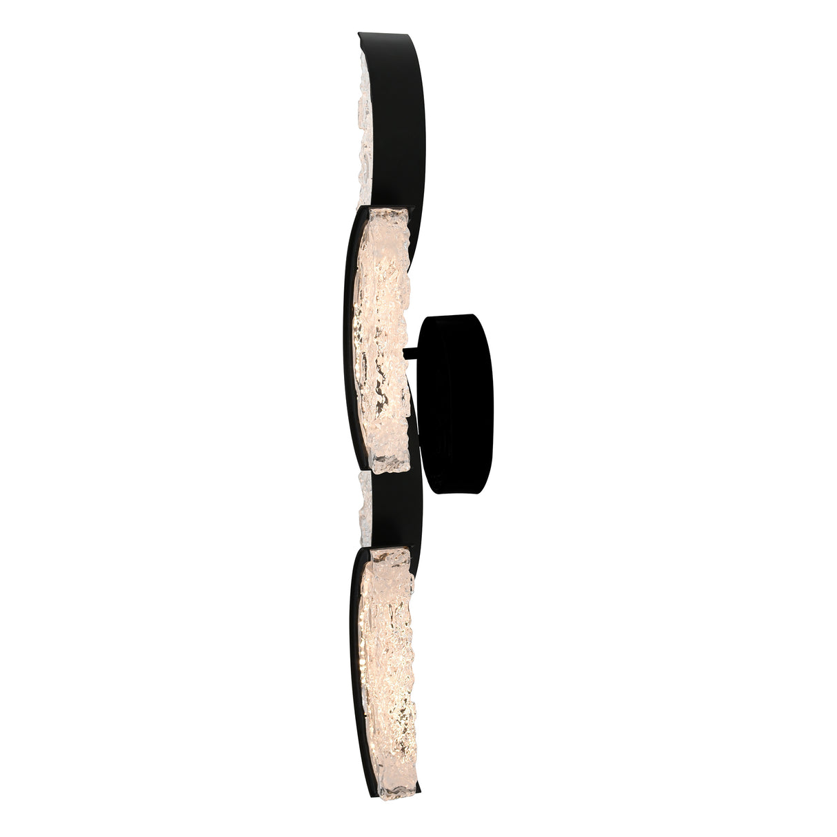 Moon Integrated LED 8in Black Wall Light with Handcrafted Glass
