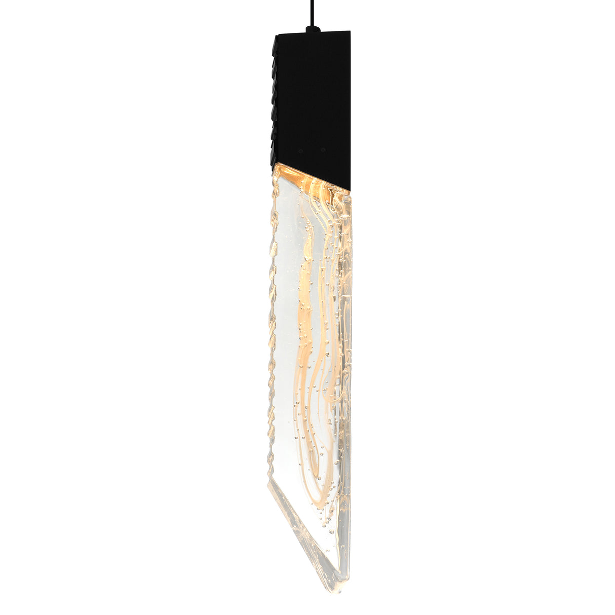 Petra Integrated LED 24in Black Chandelier with Handcrafted Glass