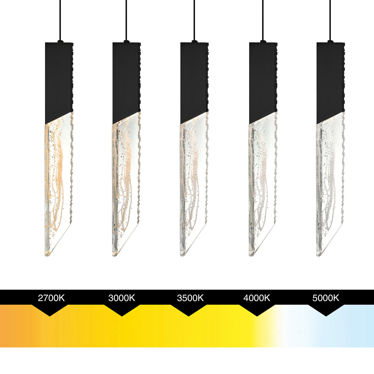 Petra Integrated LED 24in Black Chandelier with Handcrafted Glass