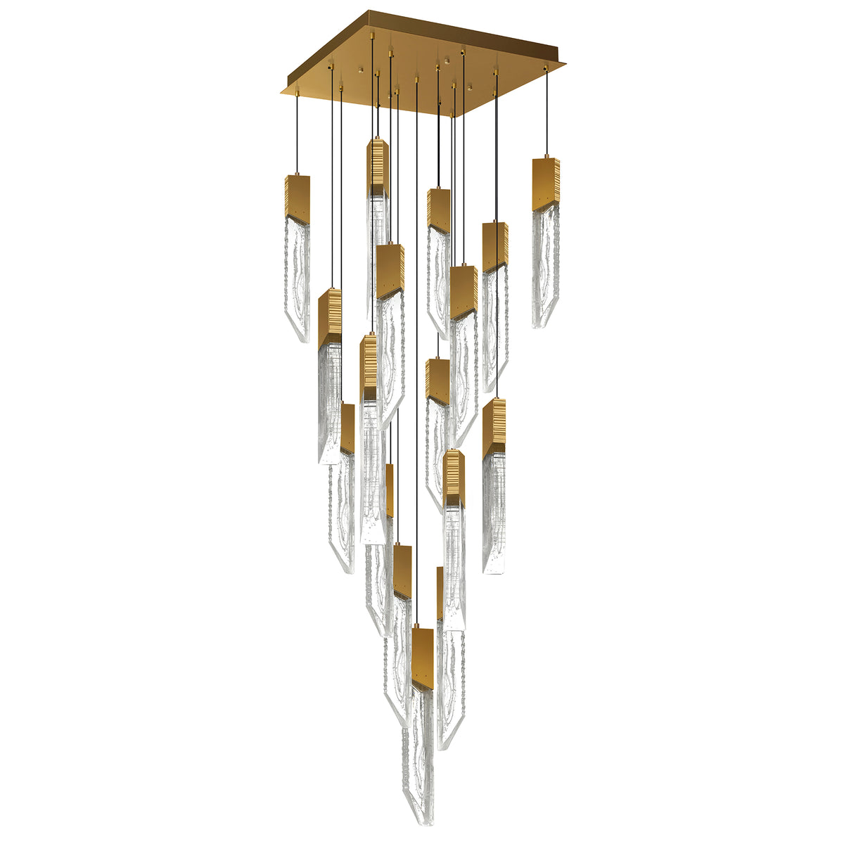 Petra Integrated LED 24in Brass Chandelier with Handcrafted Glass