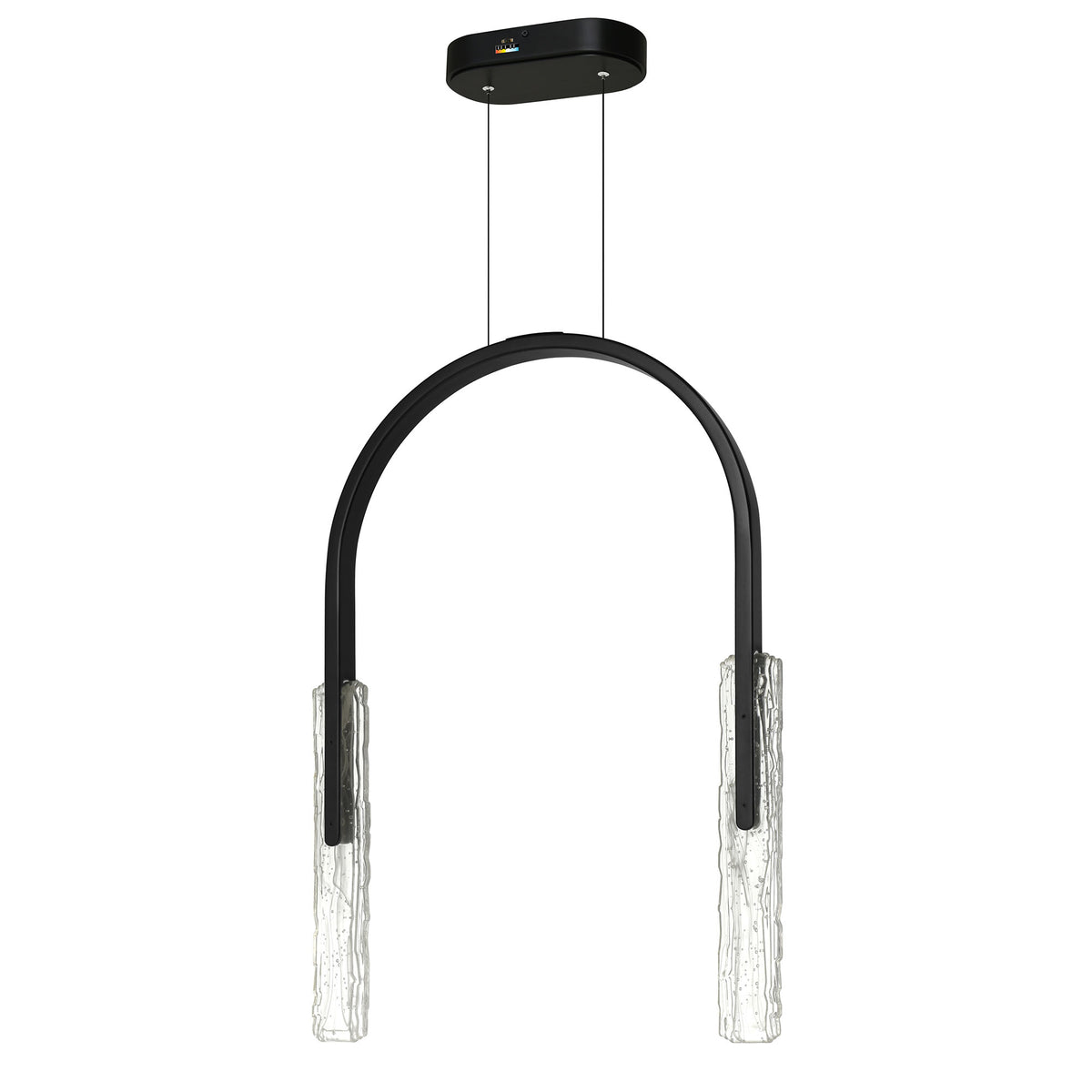 Curva Integrated LED 22in Black Chandelier with Handcrafted Glass