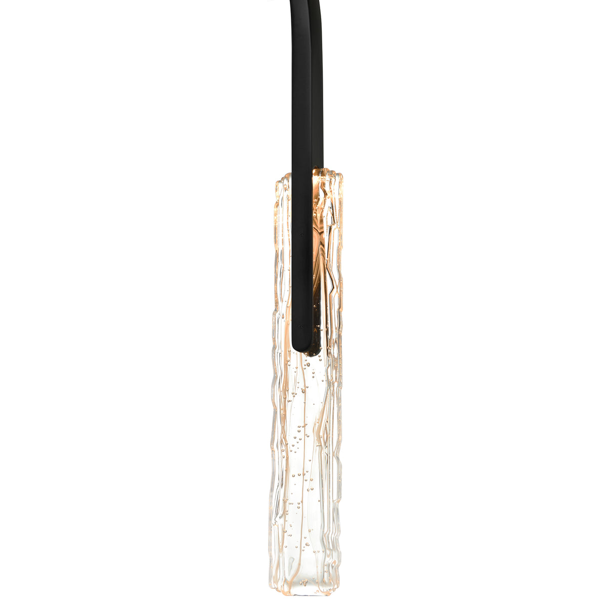 Curva Integrated LED 22in Black Chandelier with Handcrafted Glass