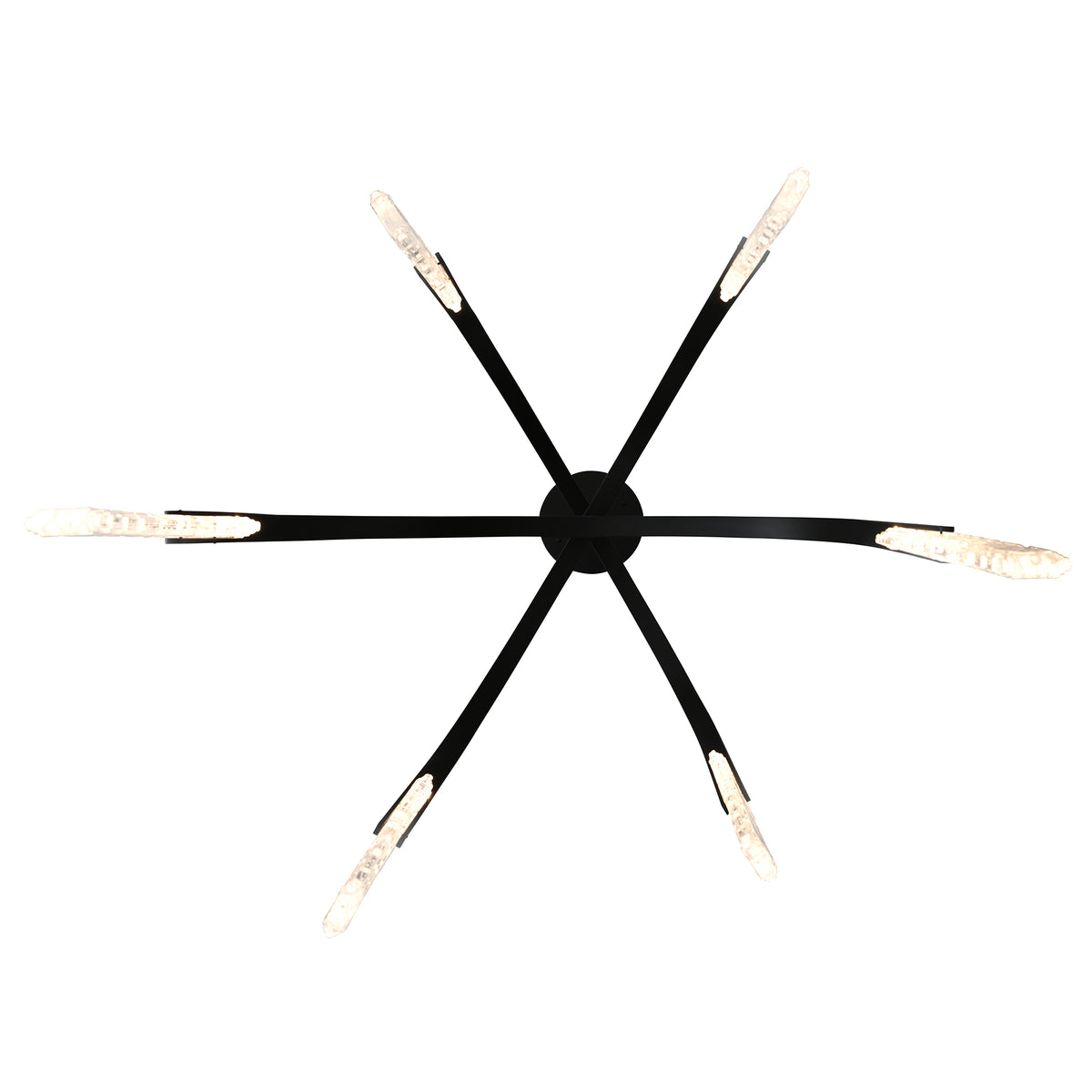 Curva Integrated LED 38in Black Chandelier with Handcrafted Glass