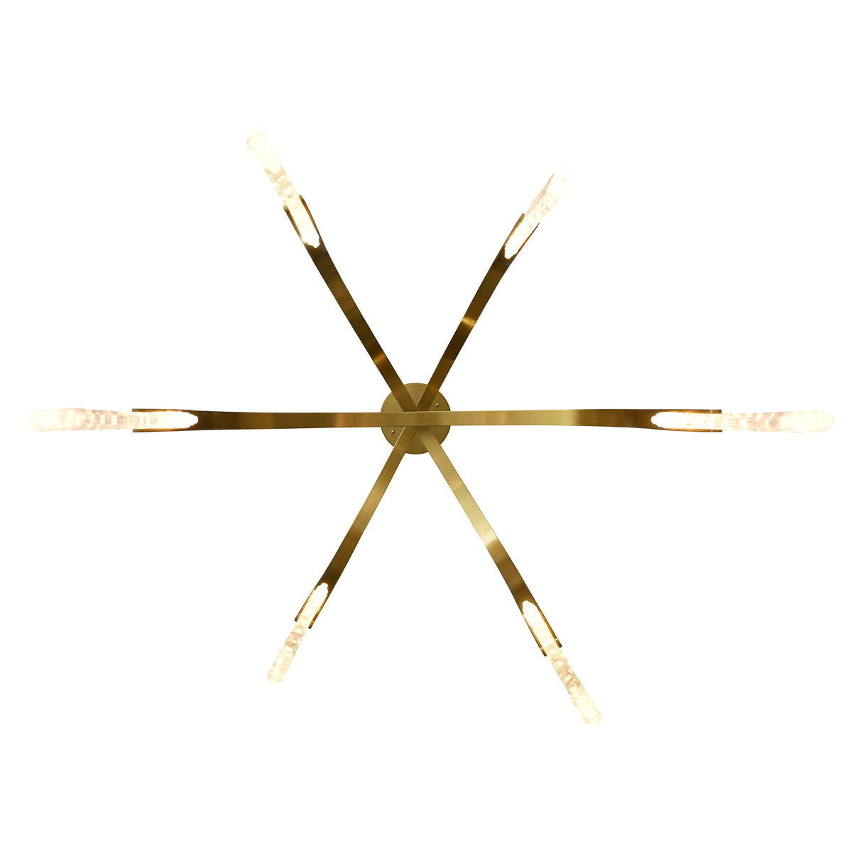 Curva Integrated LED 38in Brass Chandelier with Handcrafted Glass