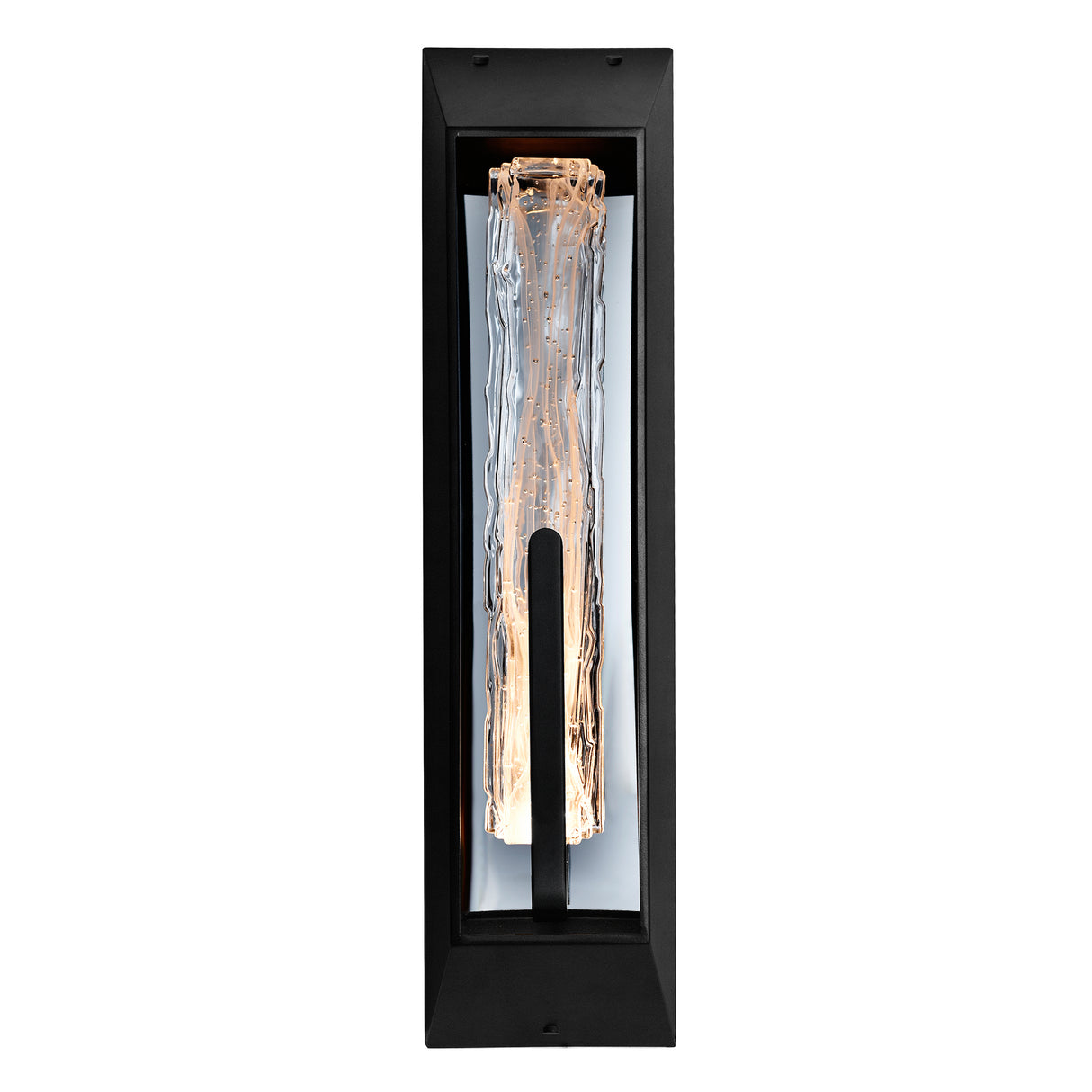 Curva Integrated LED 24in Sand Black Outdoor Wall Light with Handcrafted Glass