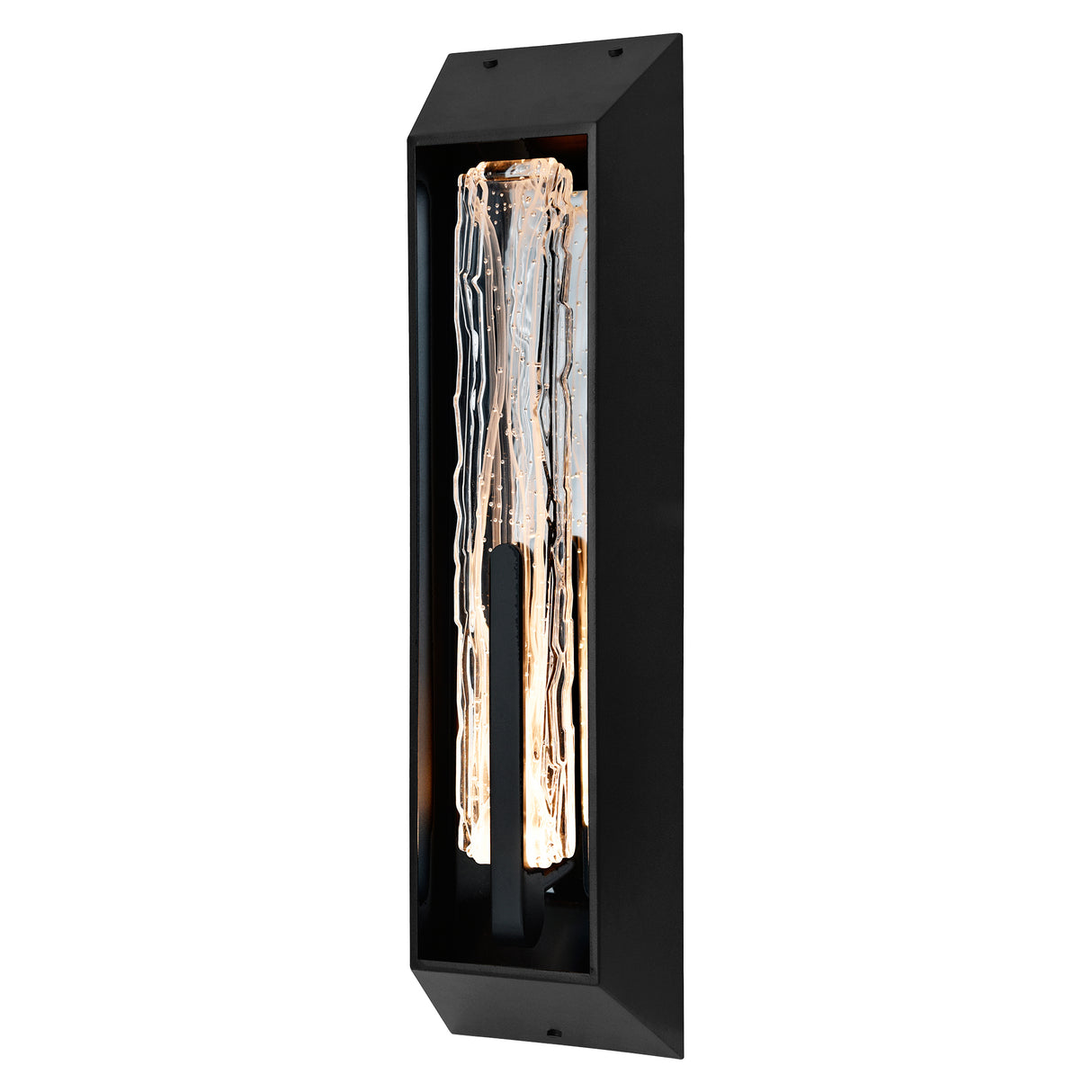 Curva Integrated LED 24in Sand Black Outdoor Wall Light with Handcrafted Glass