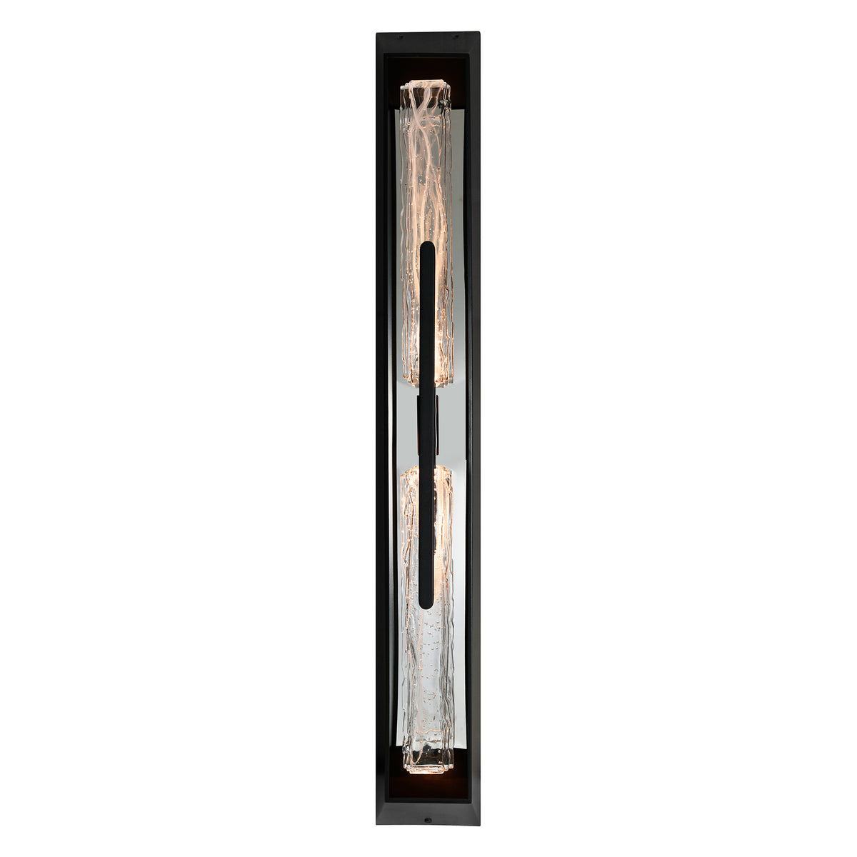 Curva Integrated LED 44in Sand Black Outdoor Wall Light with Handcrafted Glass