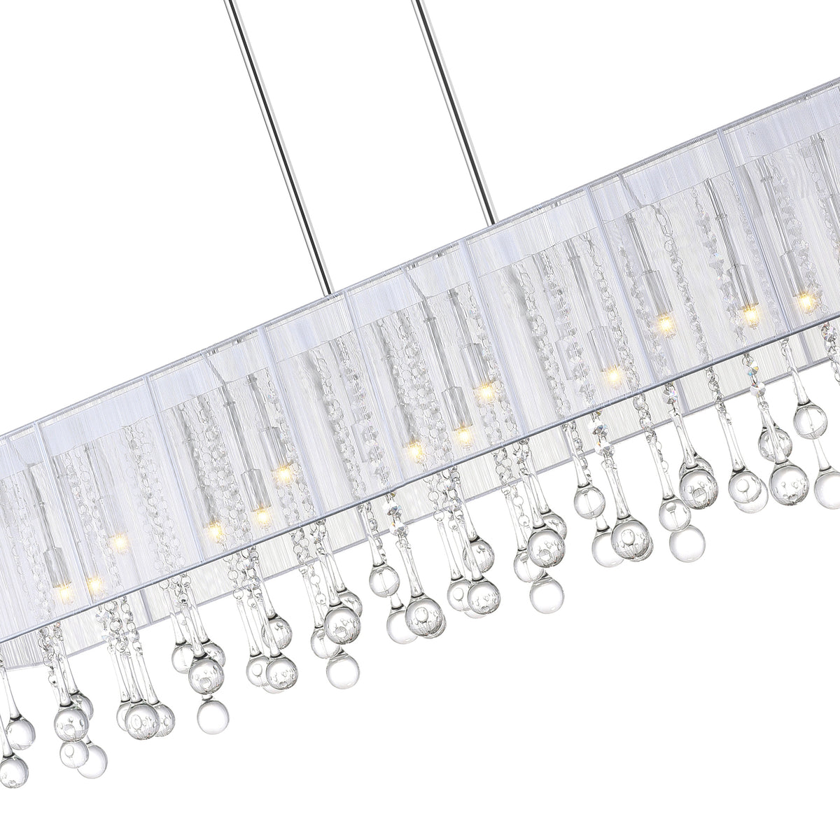 Water Drop 17 Light Drum Shade Chandelier With Chrome Finish