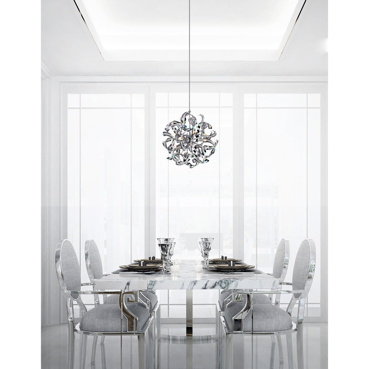 Swivel 18 Light 29in Chrome Chandelier