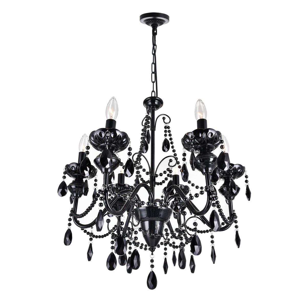 Keen 6 Light 22in Black Chandelier