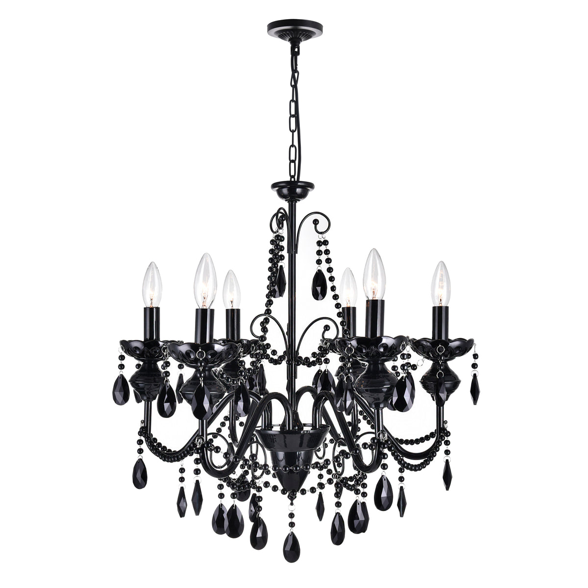 Keen 6 Light 22in Black Chandelier