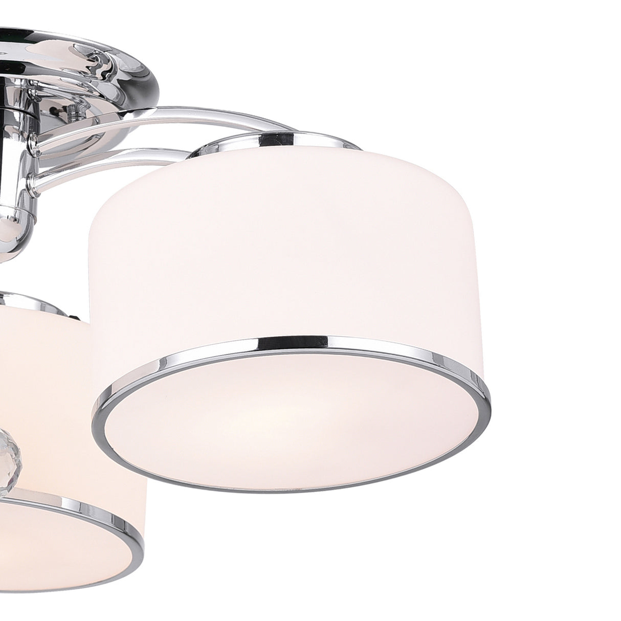 Frosted 3 Light 24in Chrome Drum Shade Flush Mount