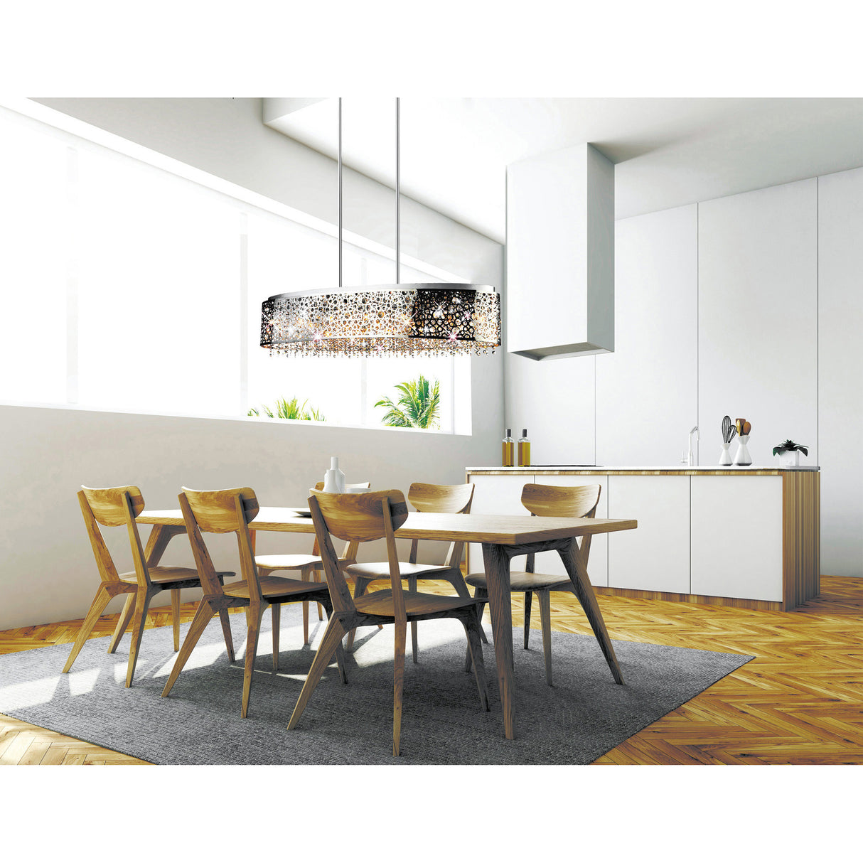 Bubbles 16 Light Drum Shade Chandelier With Chrome Finish