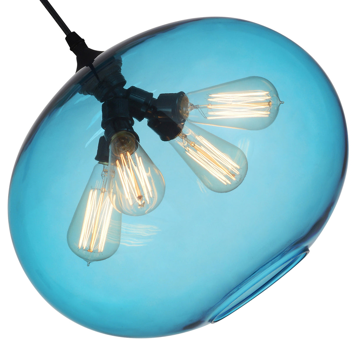 Glass 4 Light 16in Blue Down Pendant