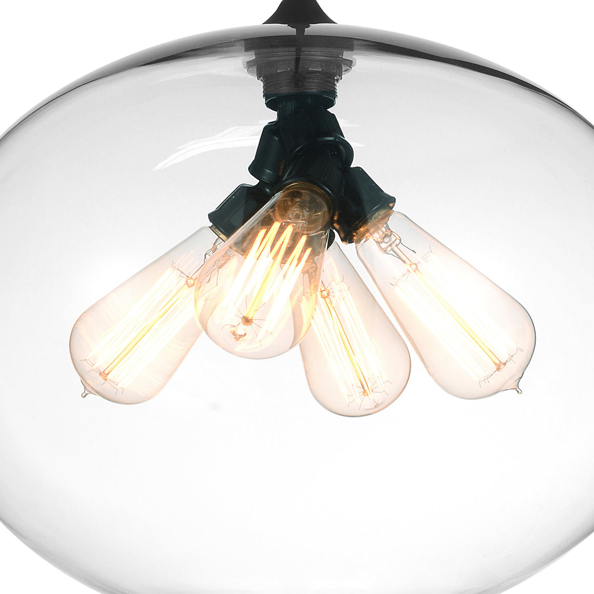 Glass 4 Light 16in Clear Down Pendant
