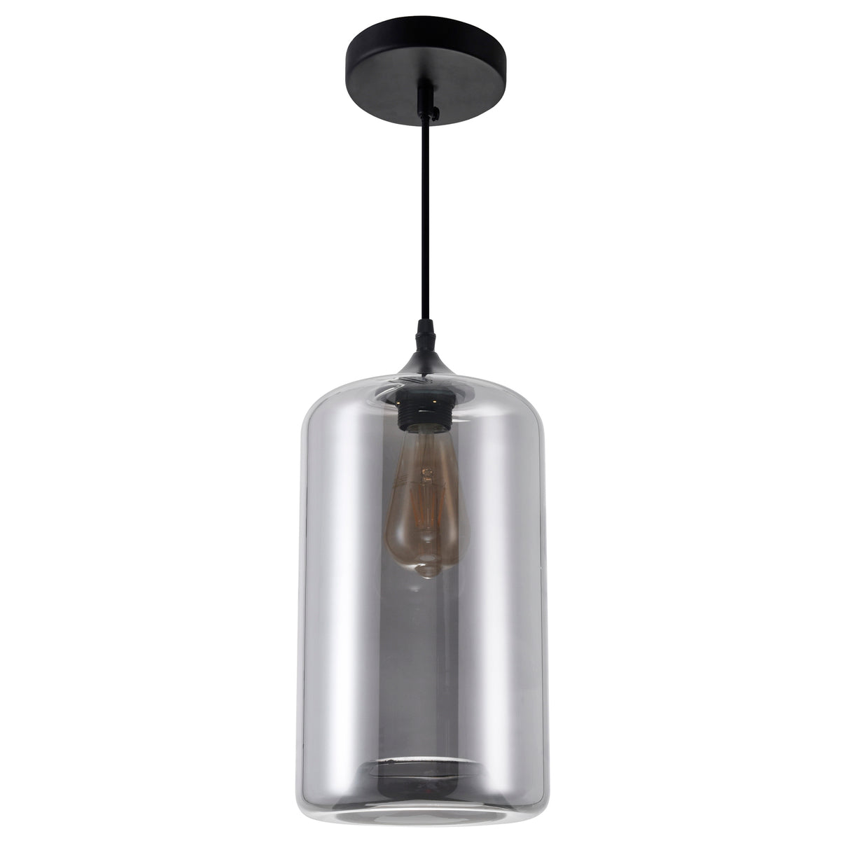 Glass 1 Light 7in Smoke Down Mini Pendant