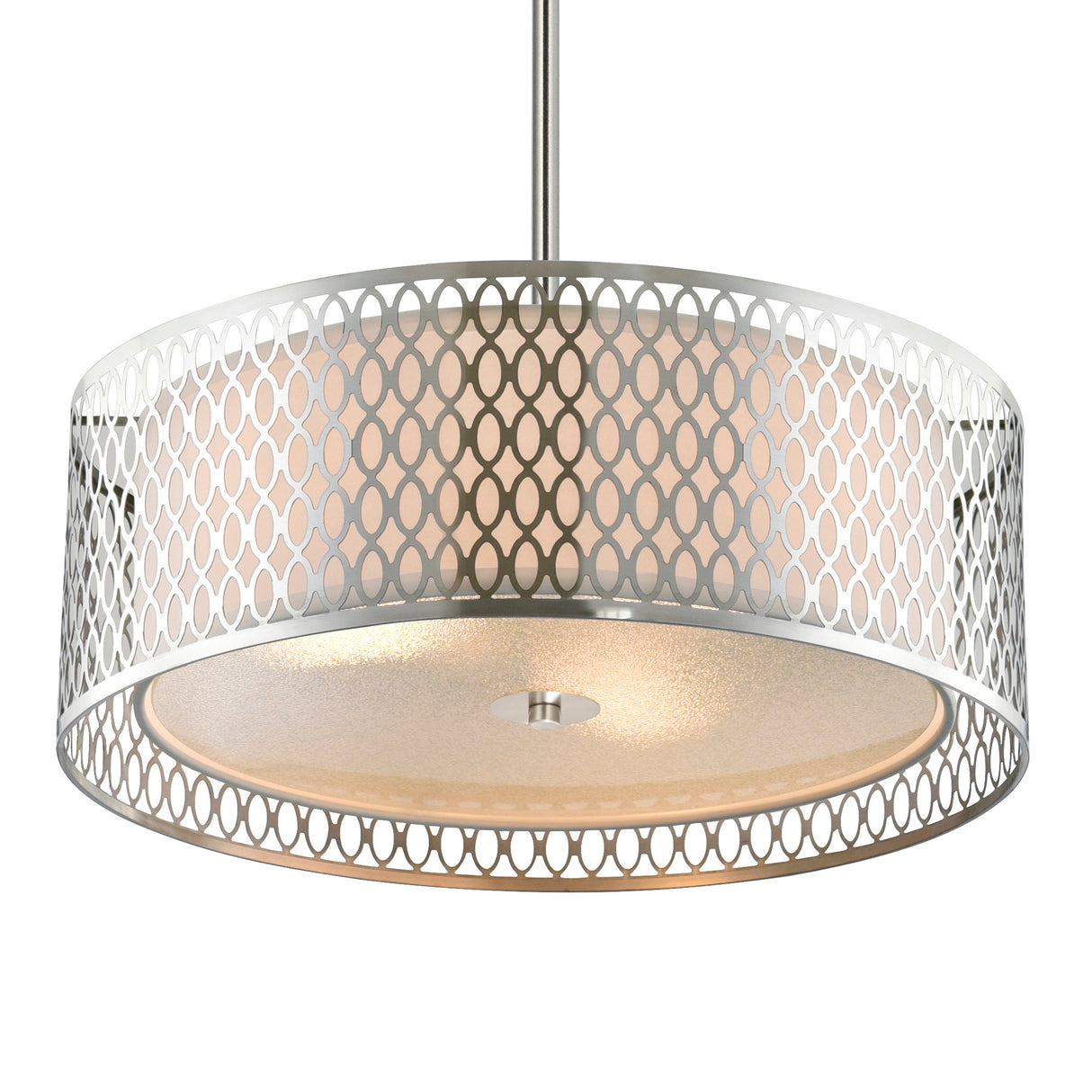 Mikayla 3 Light 17in Satin Nickel Drum Shade Chandelier