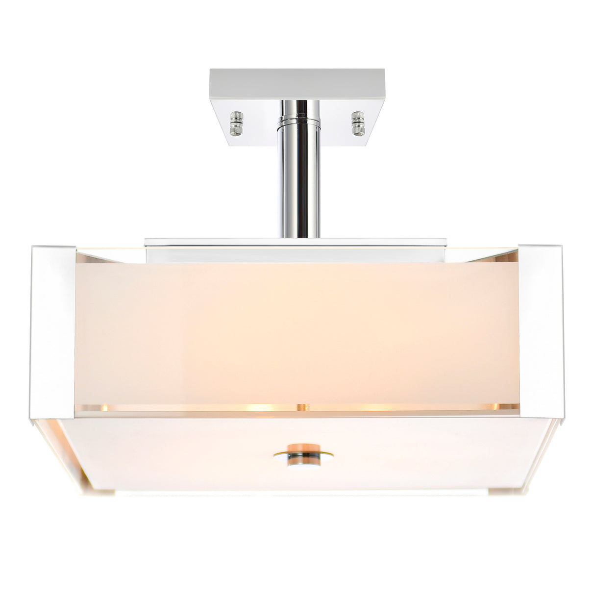 Lucie 3 Light 14in Chrome Square Drum Shade Flush Mount