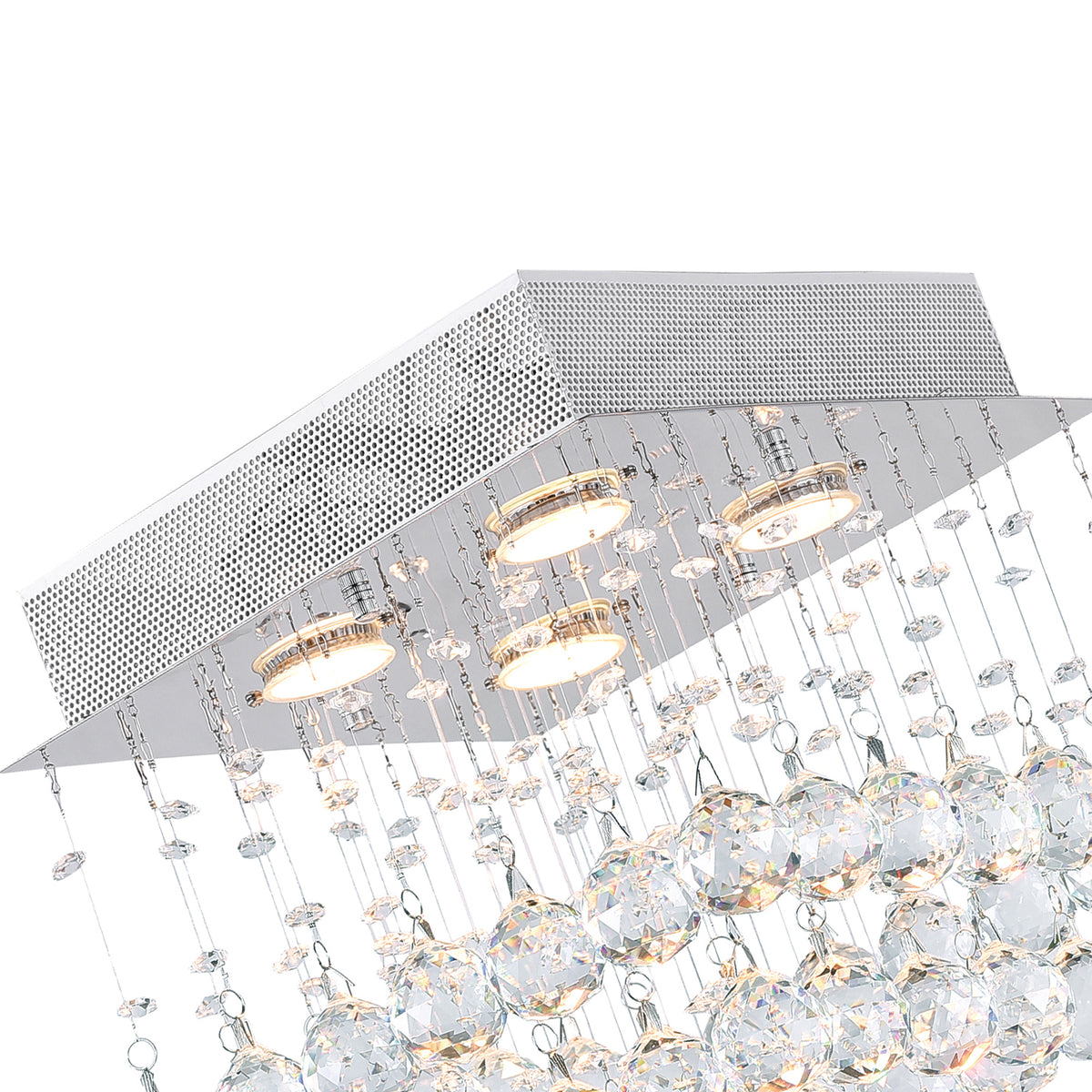 Square 4 Light Chandelier With Chrome Finish
