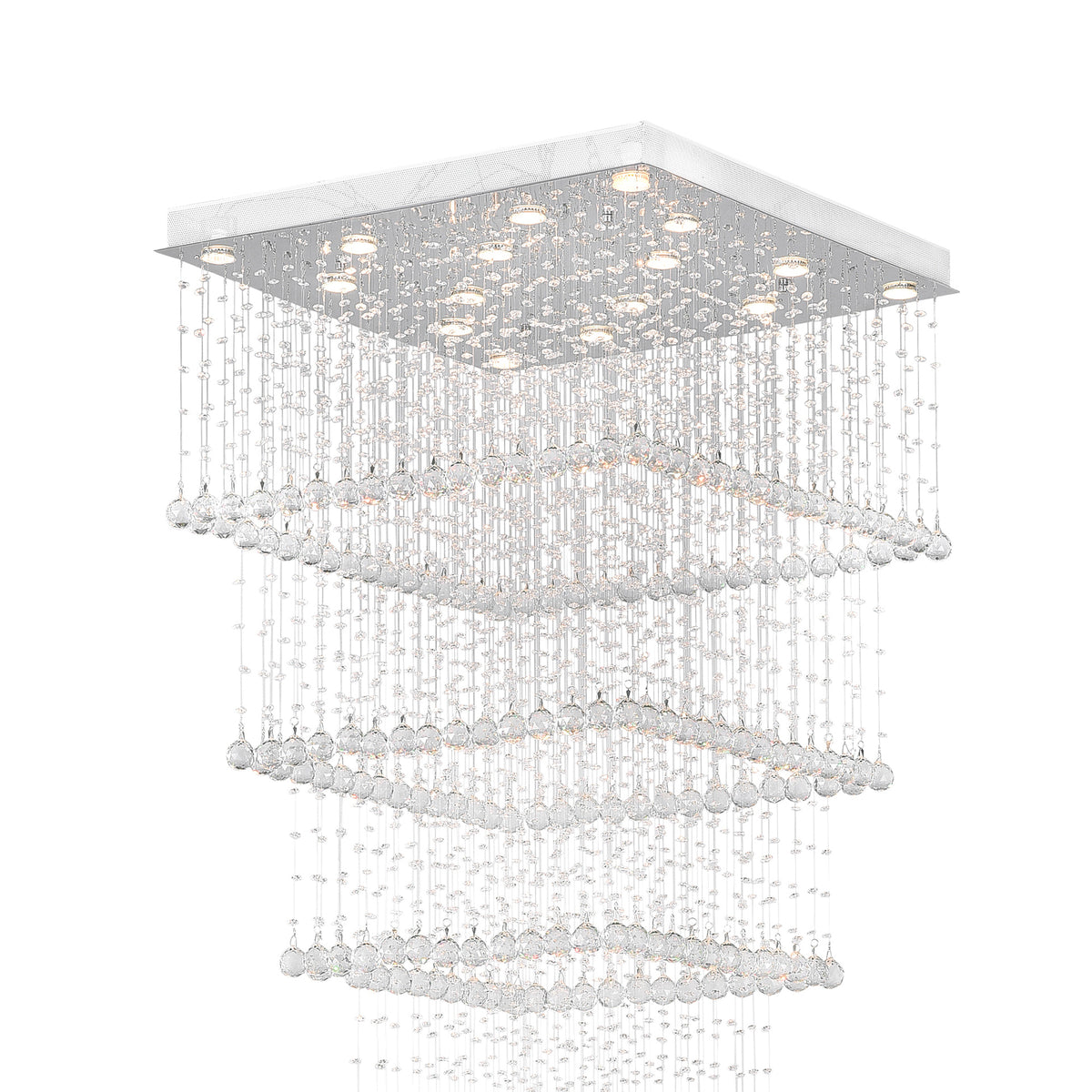 Square 16 Light Chandelier With Chrome Finish