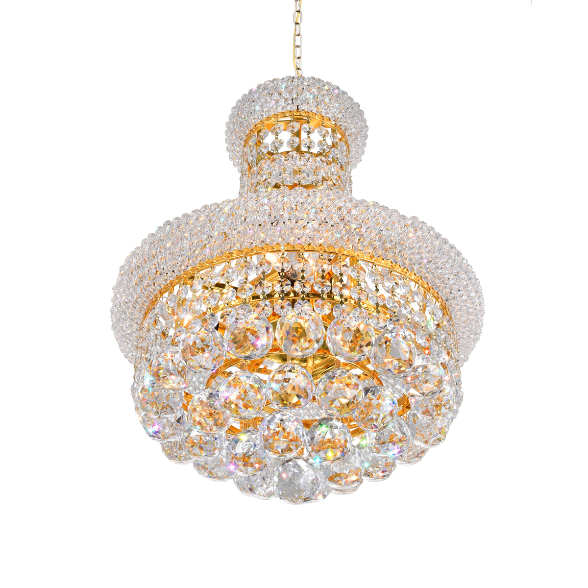 Empire 6 Light 14in Gold Chandelier with Crystals