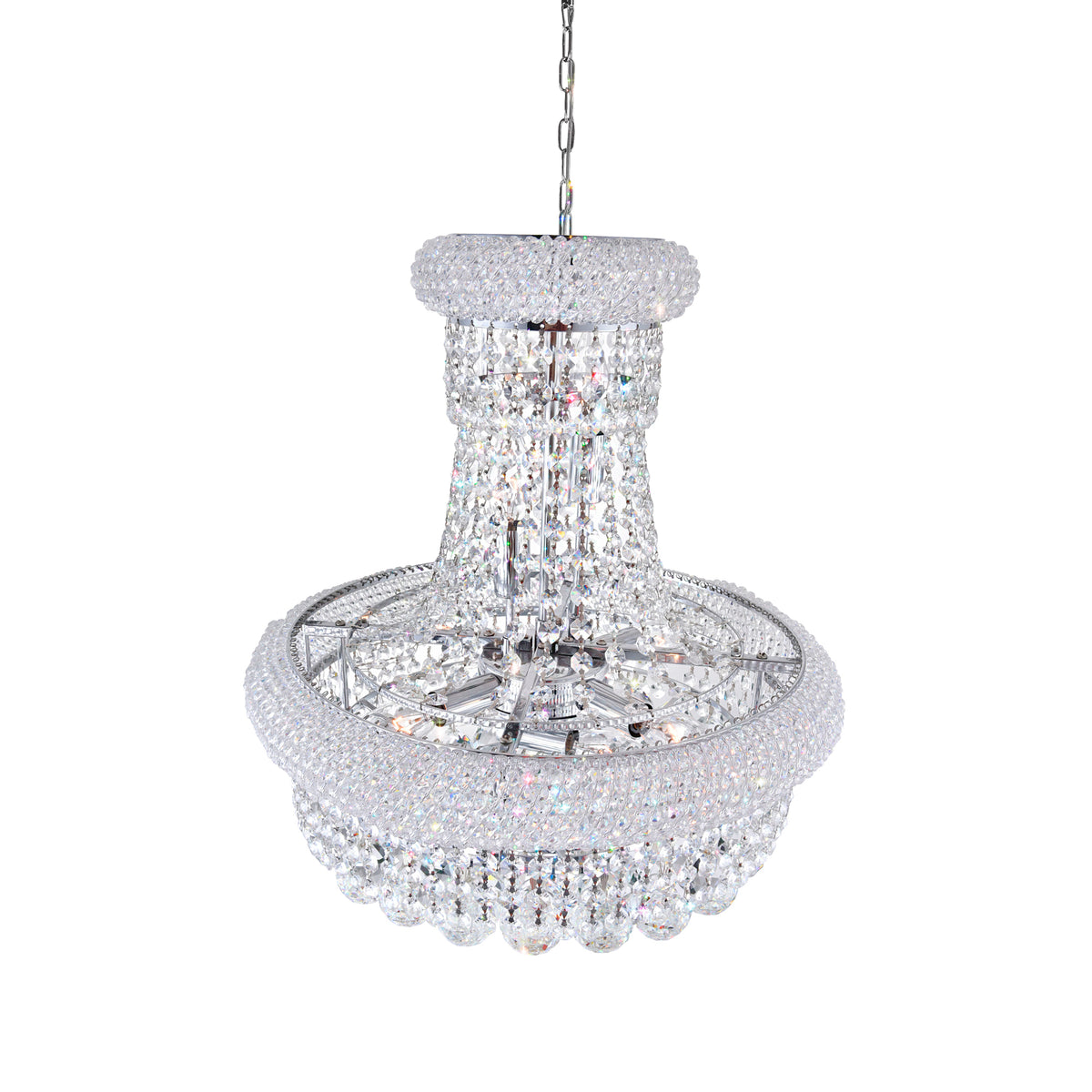 Empire 8 Light 18in Chrome Down Chandelier with Crystals