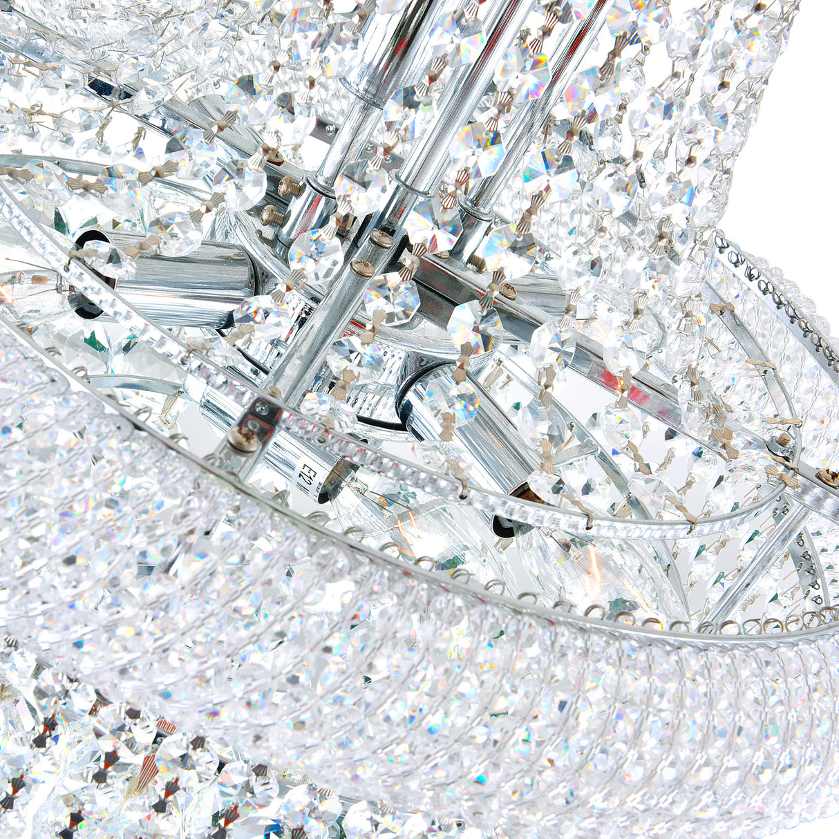 Empire 18 Light 28in Chrome Down Chandelier with Crystals