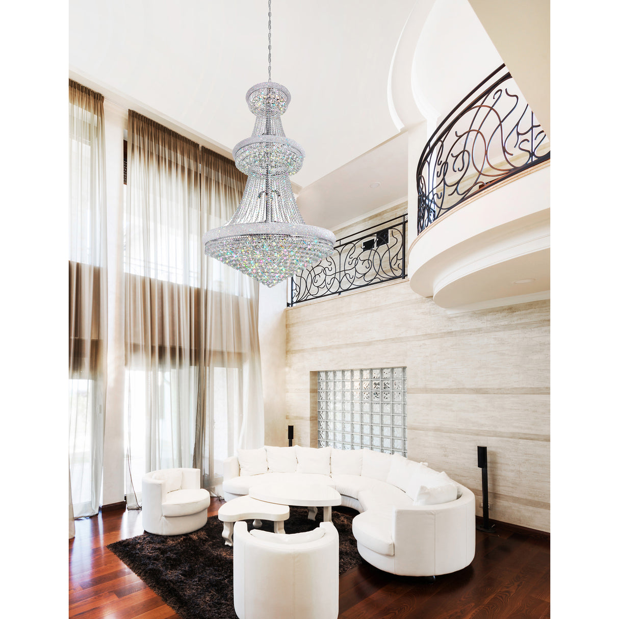Empire 38 Light 42in Chrome Down Chandelier with Crystals