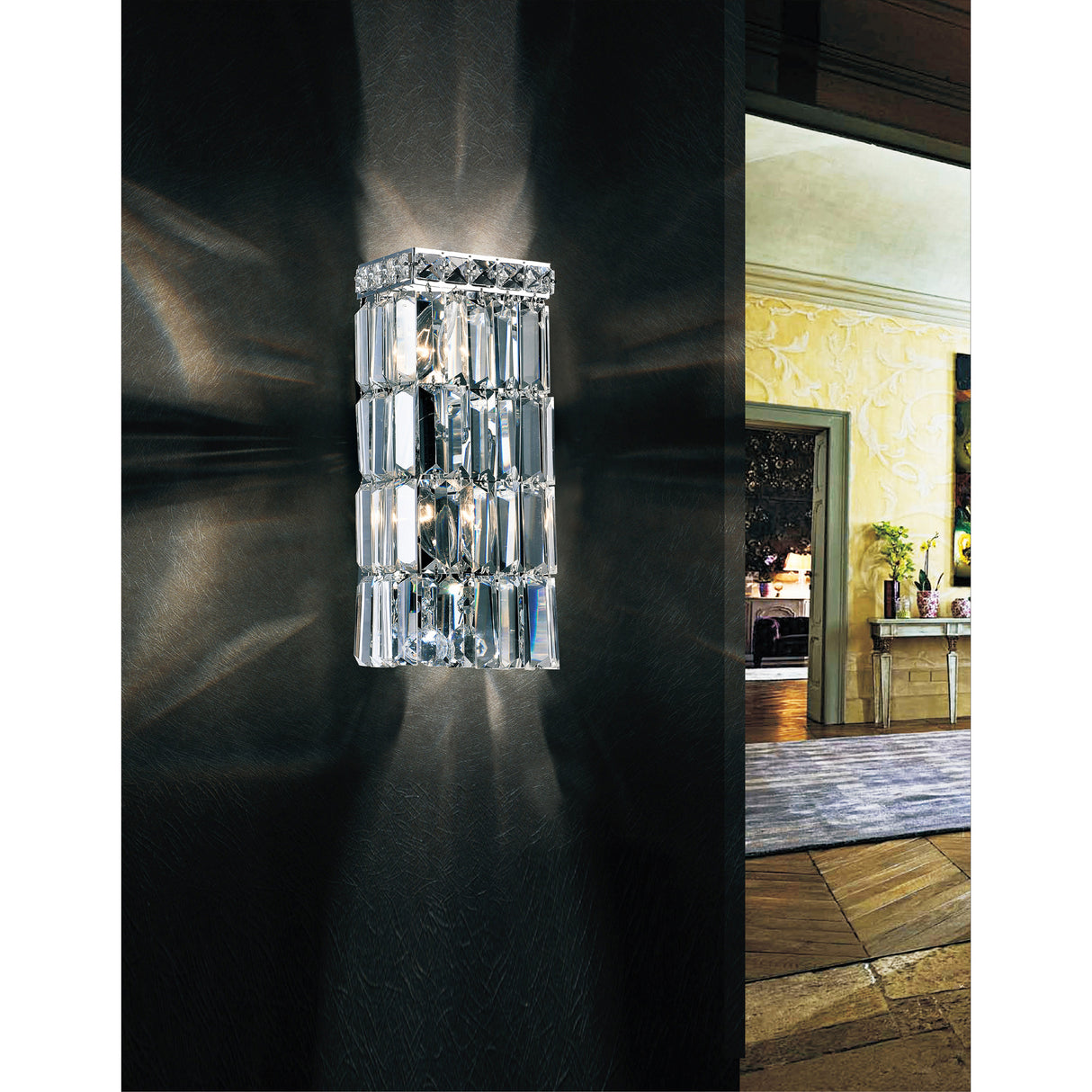 Colosseum 2 Light 5in Chrome Bathroom Sconce with Crystals
