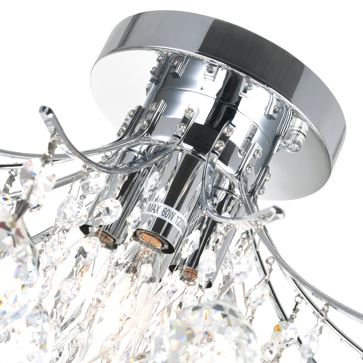 Princess 4 Light 16in Chrome Flush Mount with Crystals