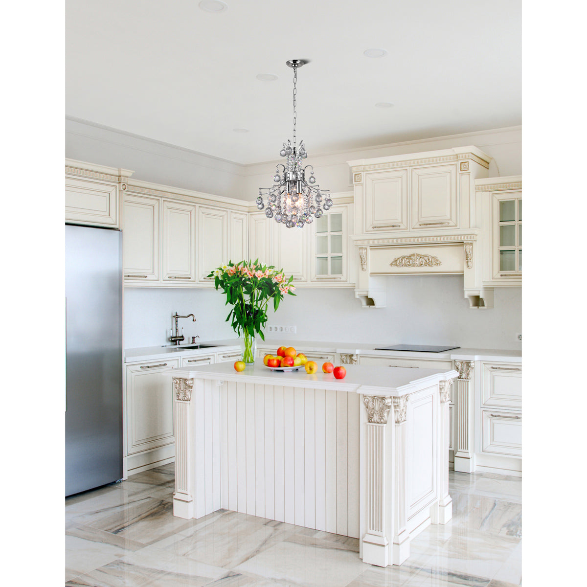 Princess 3 Light 12in Chrome Mini Chandelier with Crystals