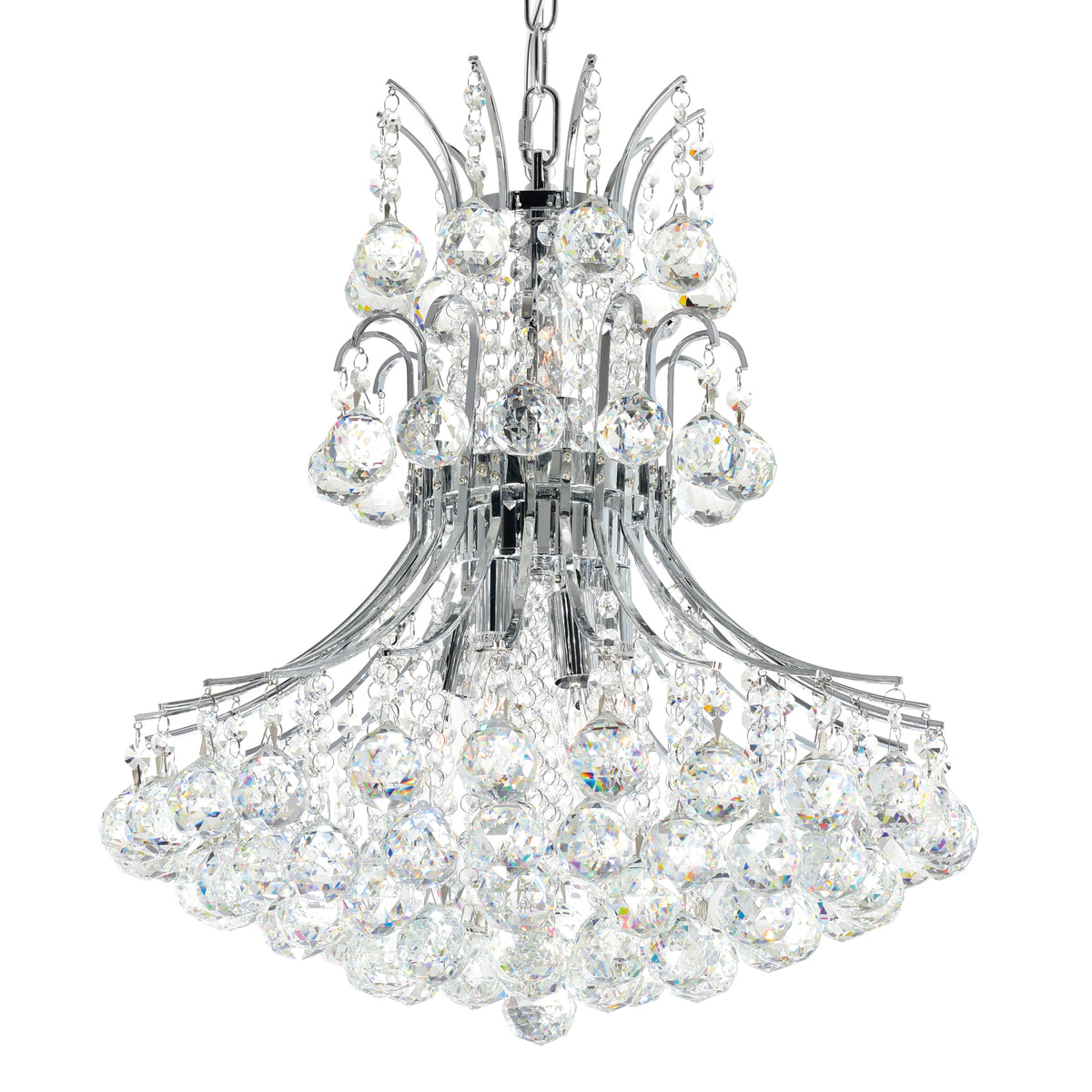Princess 8 Light 20in Chrome Down Chandelier with Crystals