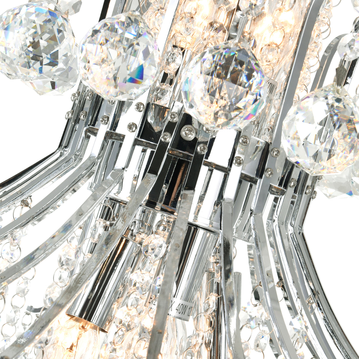Princess 10 Light 24in Chrome Down Chandelier with Crystals