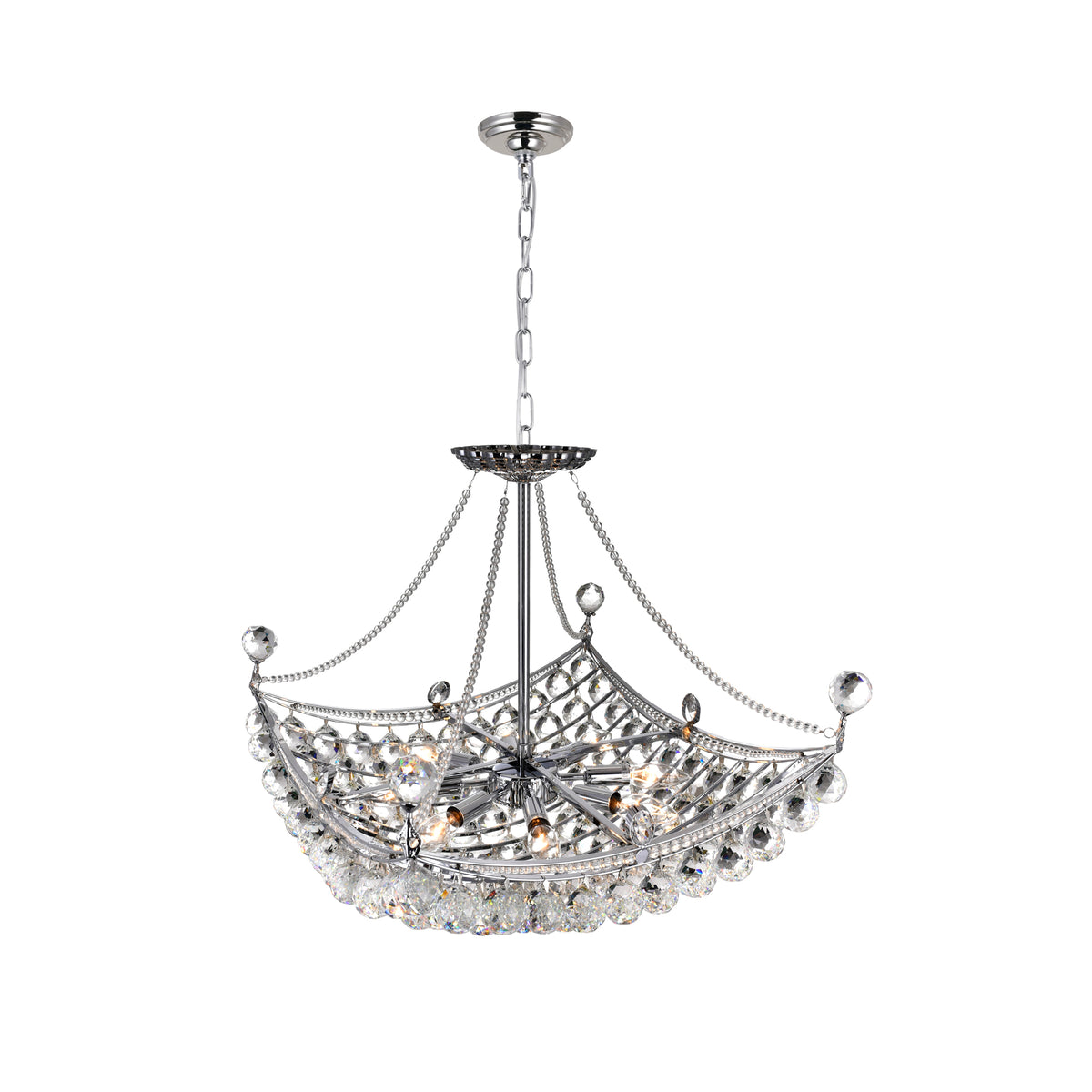 Jasmine 8 Light Down Chandelier With Chrome Finish