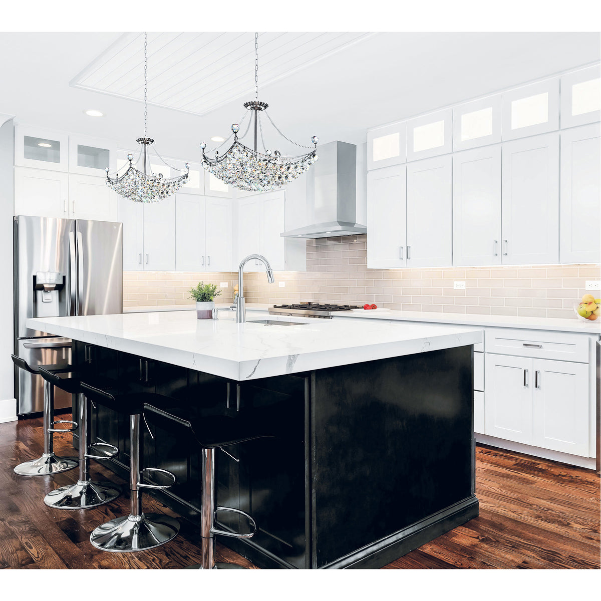 Jasmine 8 Light Down Chandelier With Chrome Finish