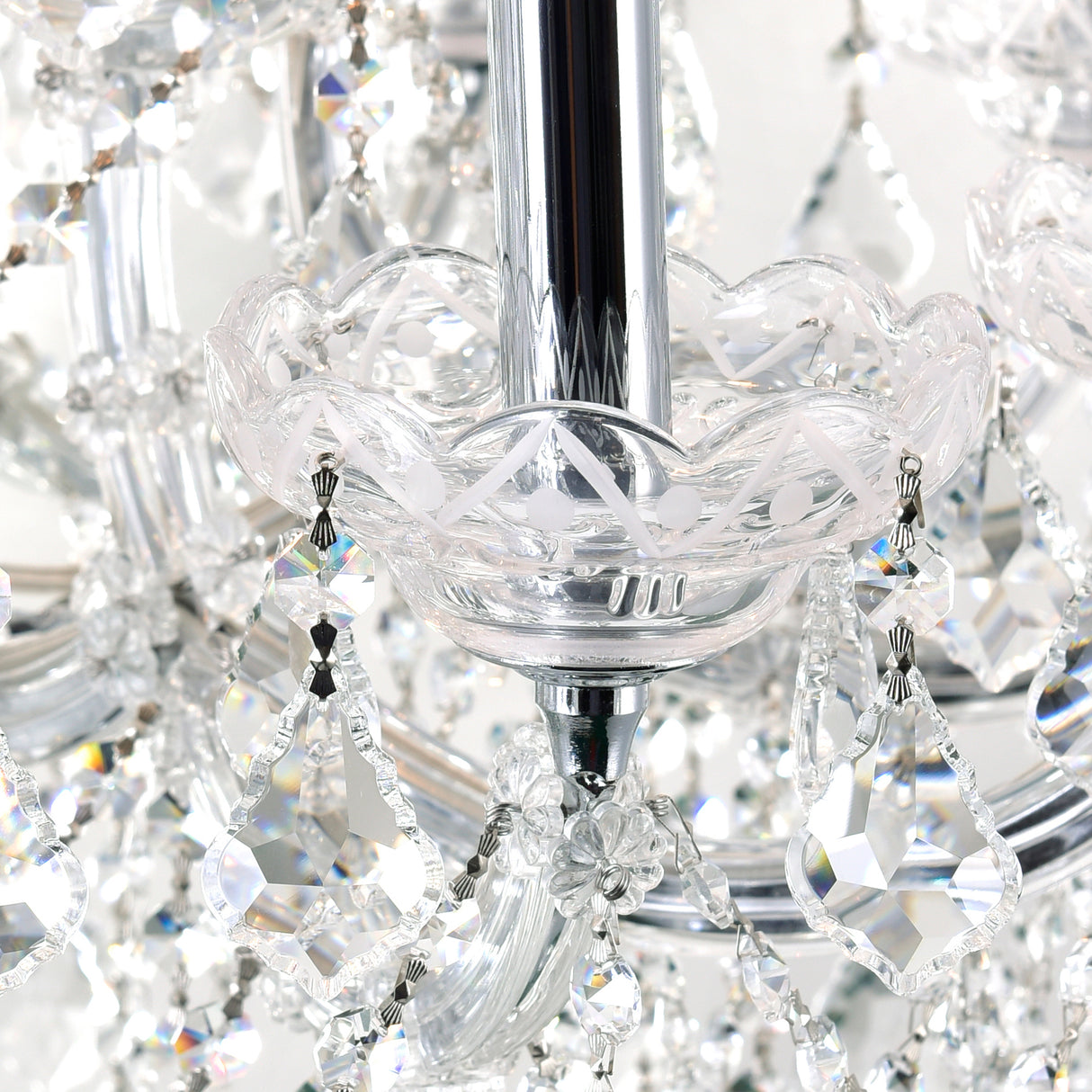 Maria Theresa 19 Light 32in Chrome Up Chandelier with Crystals