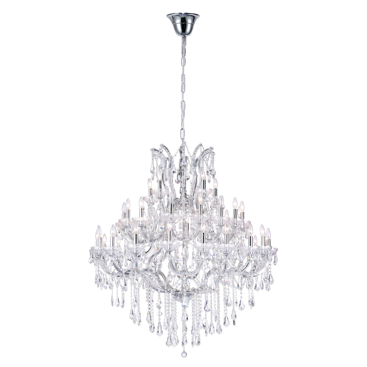 Maria Theresa 41 Light 50in Chrome Up Chandelier with Crystals