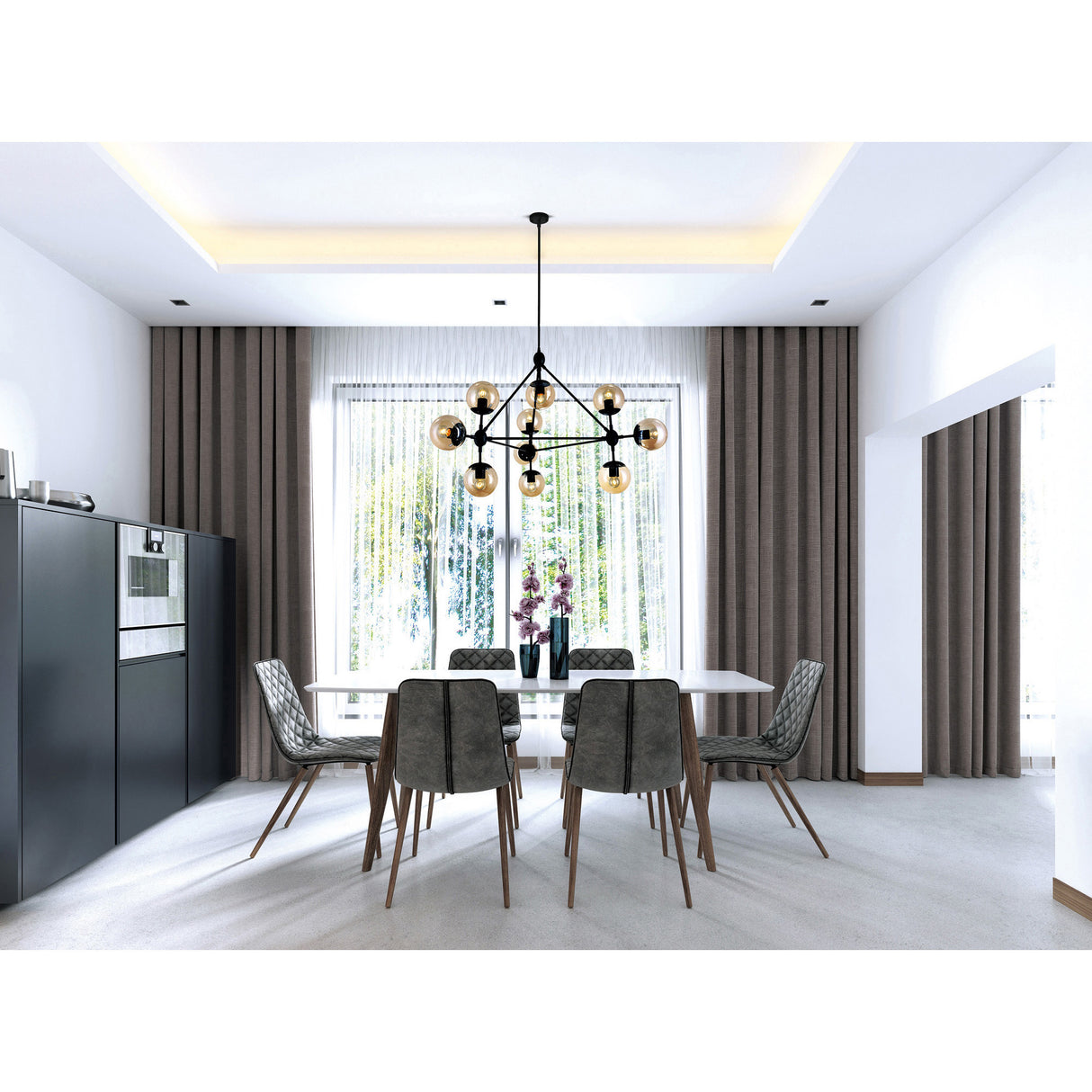 Glow 10 Light 39in Black Chandelier