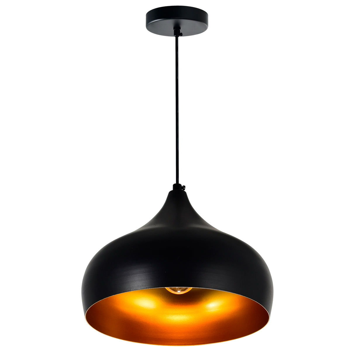 Dynamic 1 Light 9in Black Down Pendant