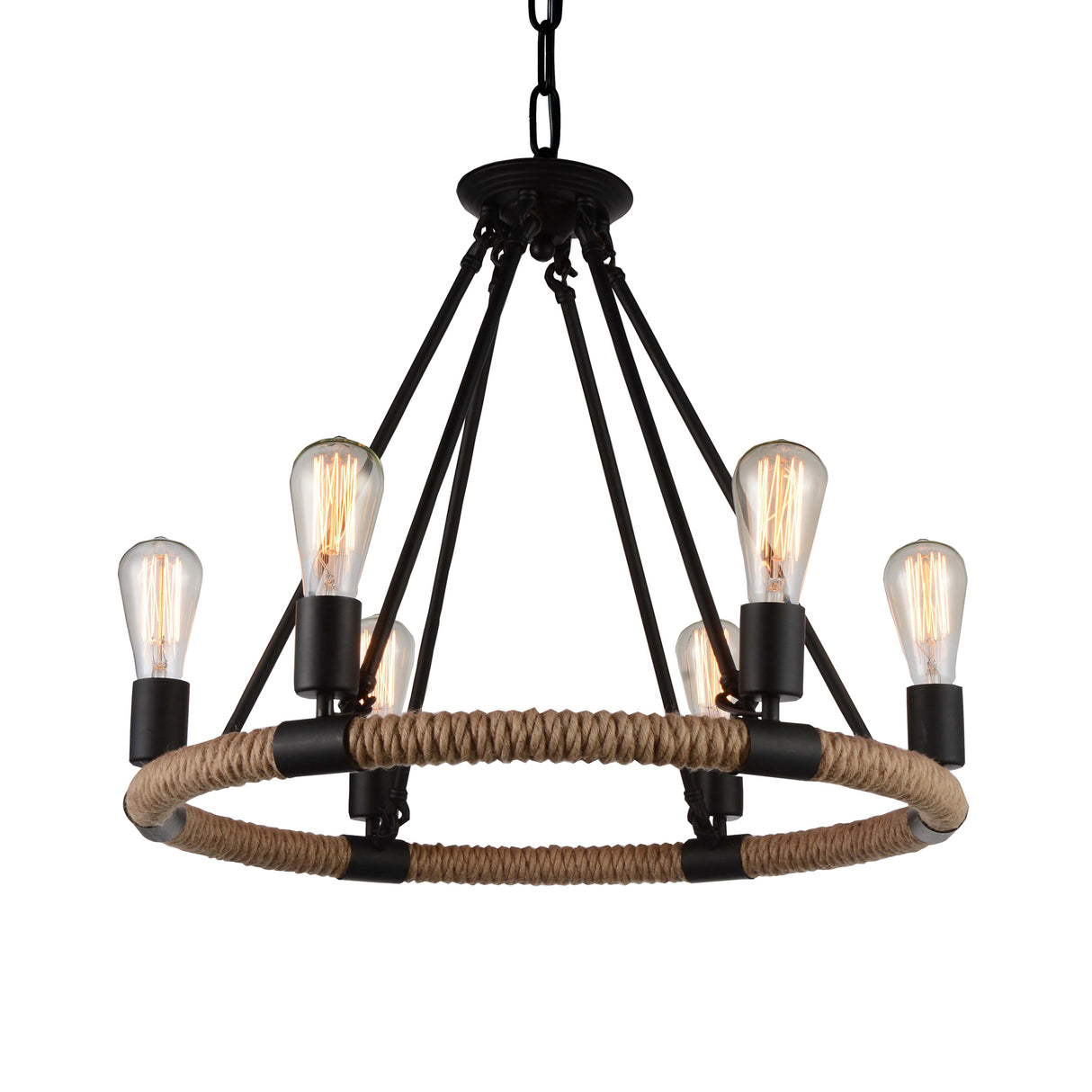 Ganges 6 Light Up Chandelier With Black Finish