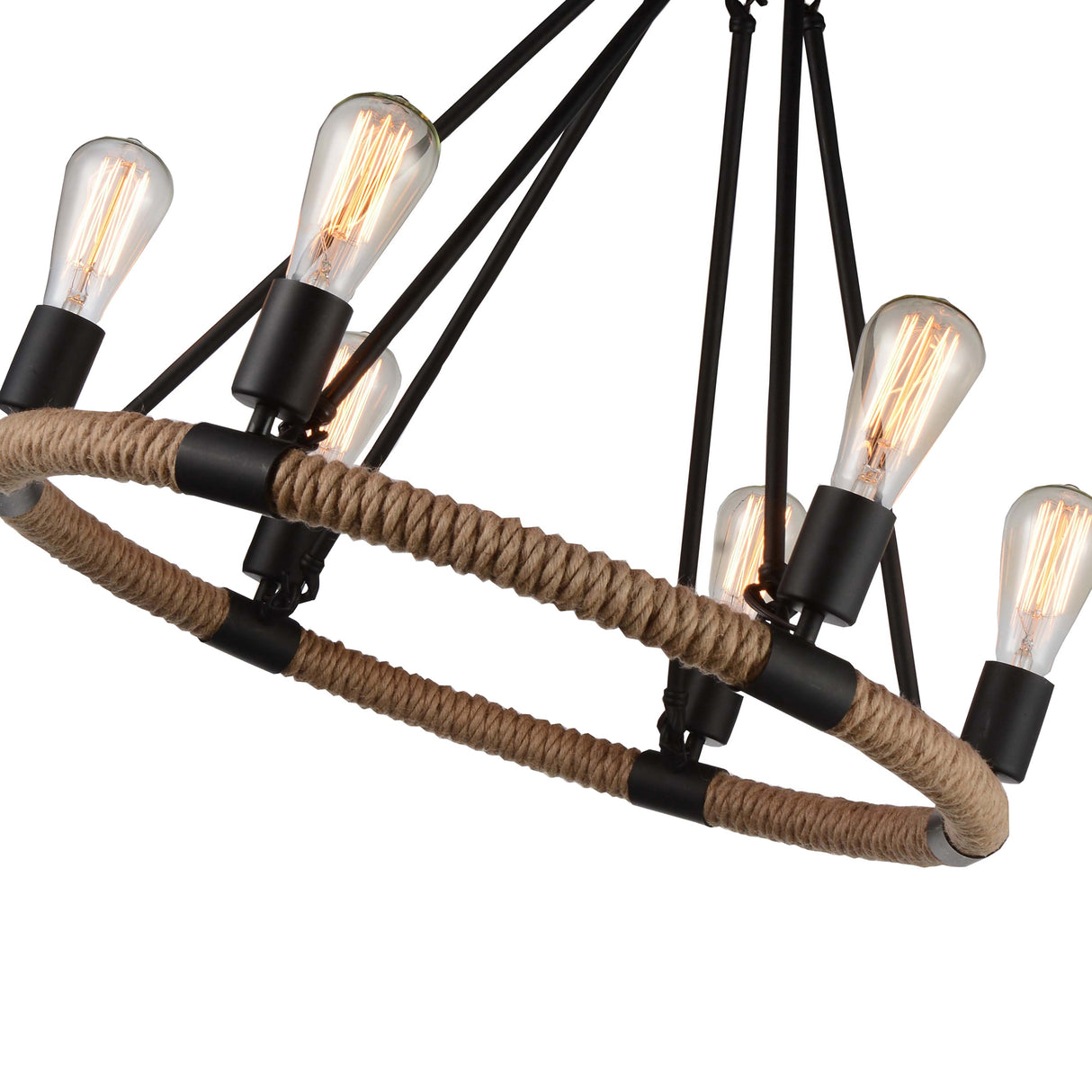 Ganges 6 Light Up Chandelier With Black Finish