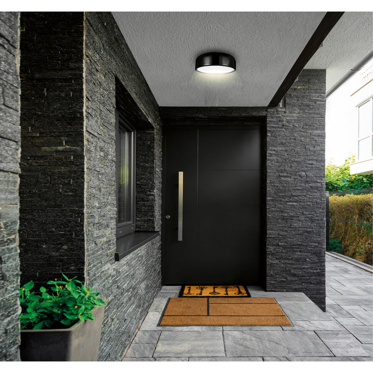 Campton 2 Light 14in Black Drum Shade Flush Mount