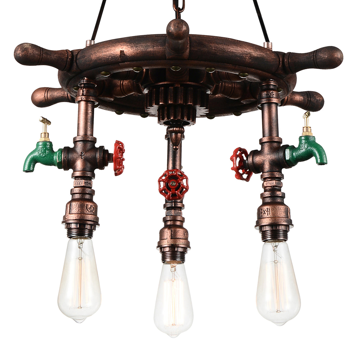 Manor 3 Light Down Chandelier With Speckled copper Finish