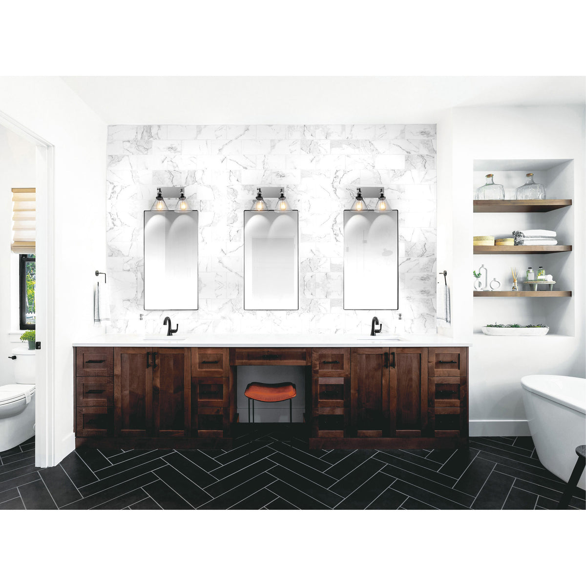 Eustis 2 Light 15in Polished Nickel Vanity Light