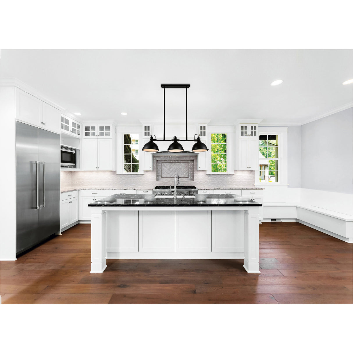 Strum 3 Light 50in Black Island Chandelier