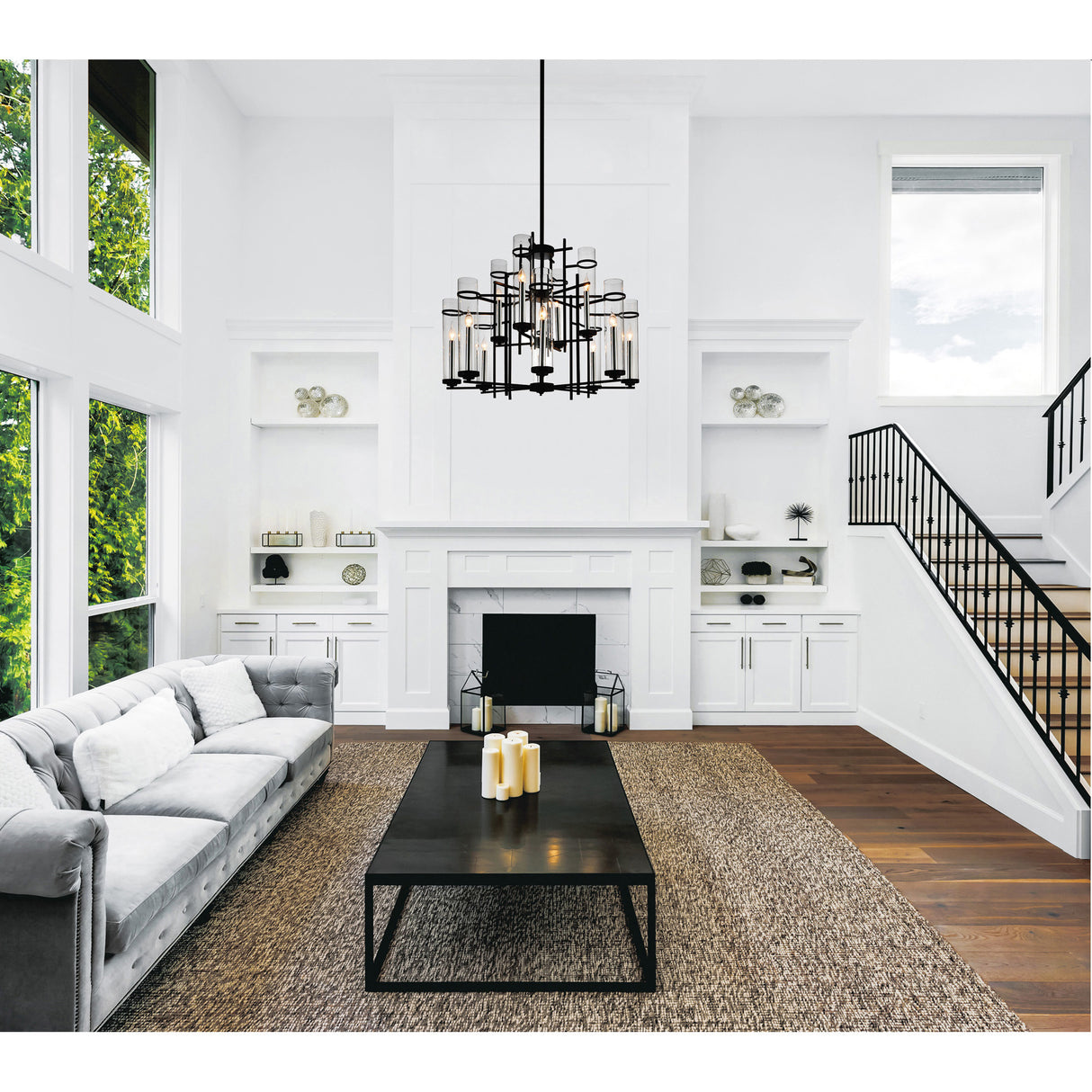 Sierra 12 Light 30in Black Chandelier