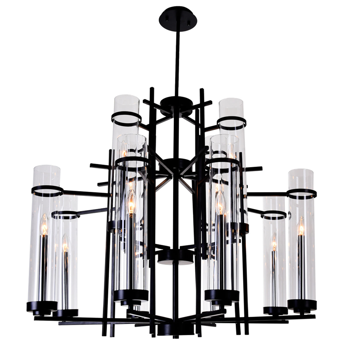 Sierra 12 Light 38in Black Chandelier
