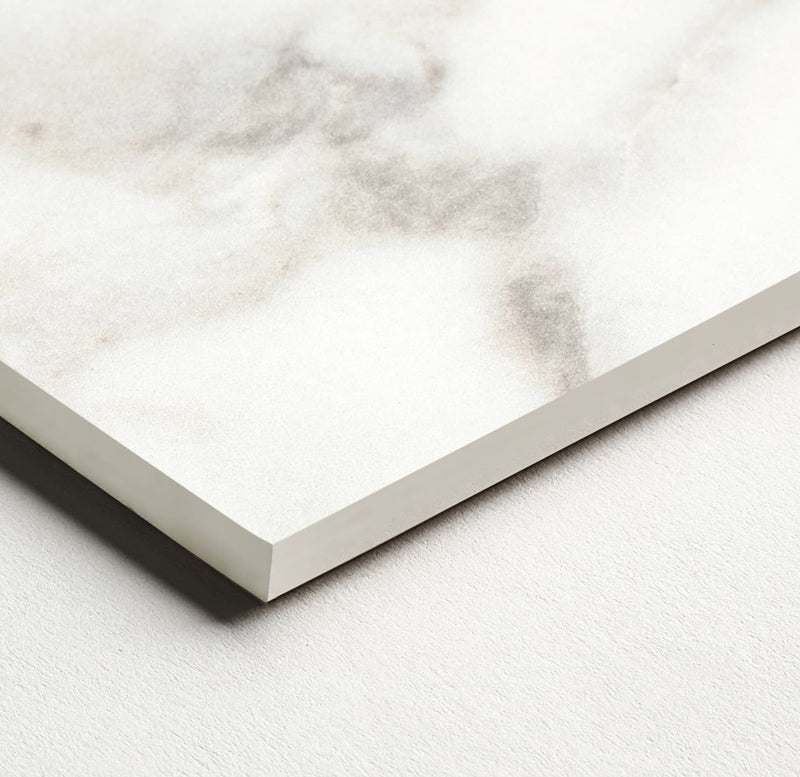48 x 110 in Majesto Calacatta Oro Polished Rectified Colorsync Sintered Slab 6 mm surface