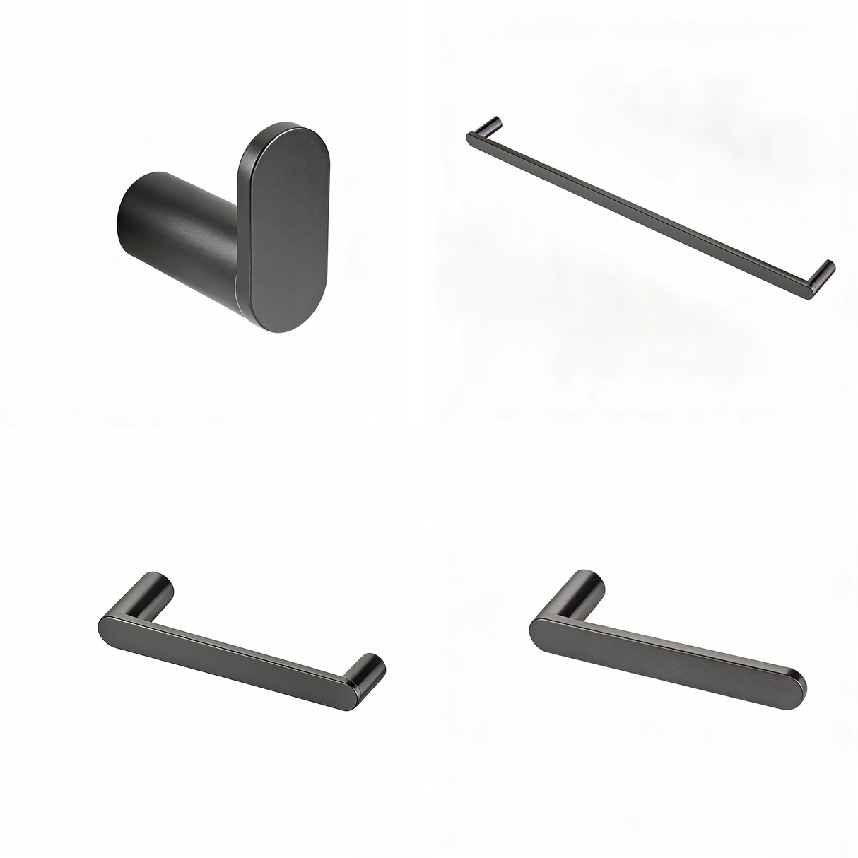 Ivanees 4-Piece Bathroom Accessories Set in Gun Metal Finish – Stainless Steel Robe Hook, Towel Ring, Toilet Paper Holder & Towel Bar